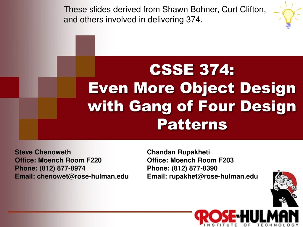 csse 374 even more object design with gang of four design patterns