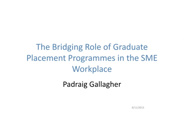 The Bridging Role of Graduate Placement Programmes in the SME Workplace