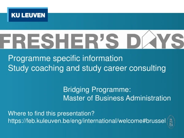 Programme specific information Study coaching and study career consulting