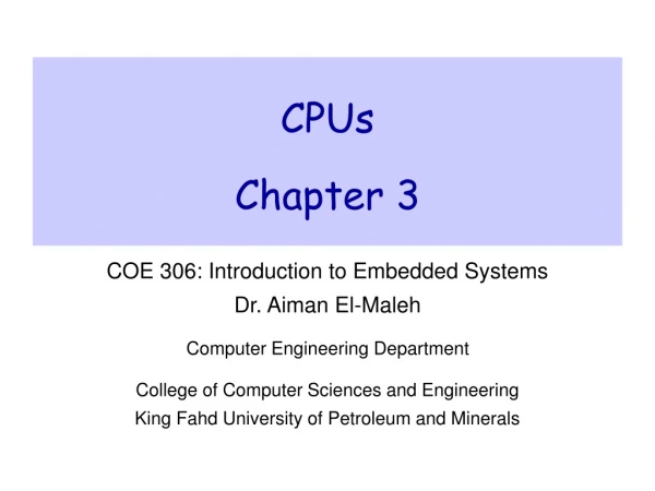 CPUs Chapter 3