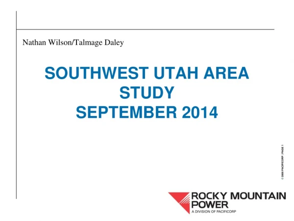 Southwest Utah Area Study September 2014