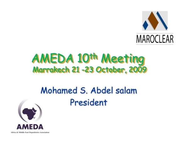 AMEDA 10 th Meeting Marrakech 21 -23 October, 2009