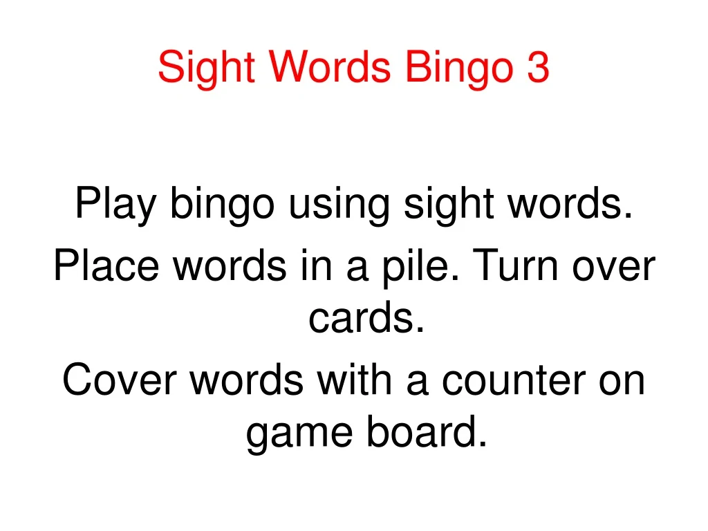 sight words bingo 3