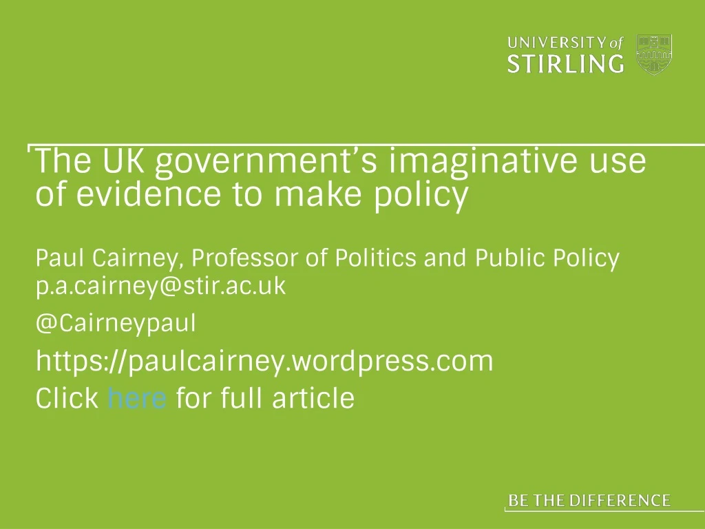 the uk government s imaginative use of evidence to make policy