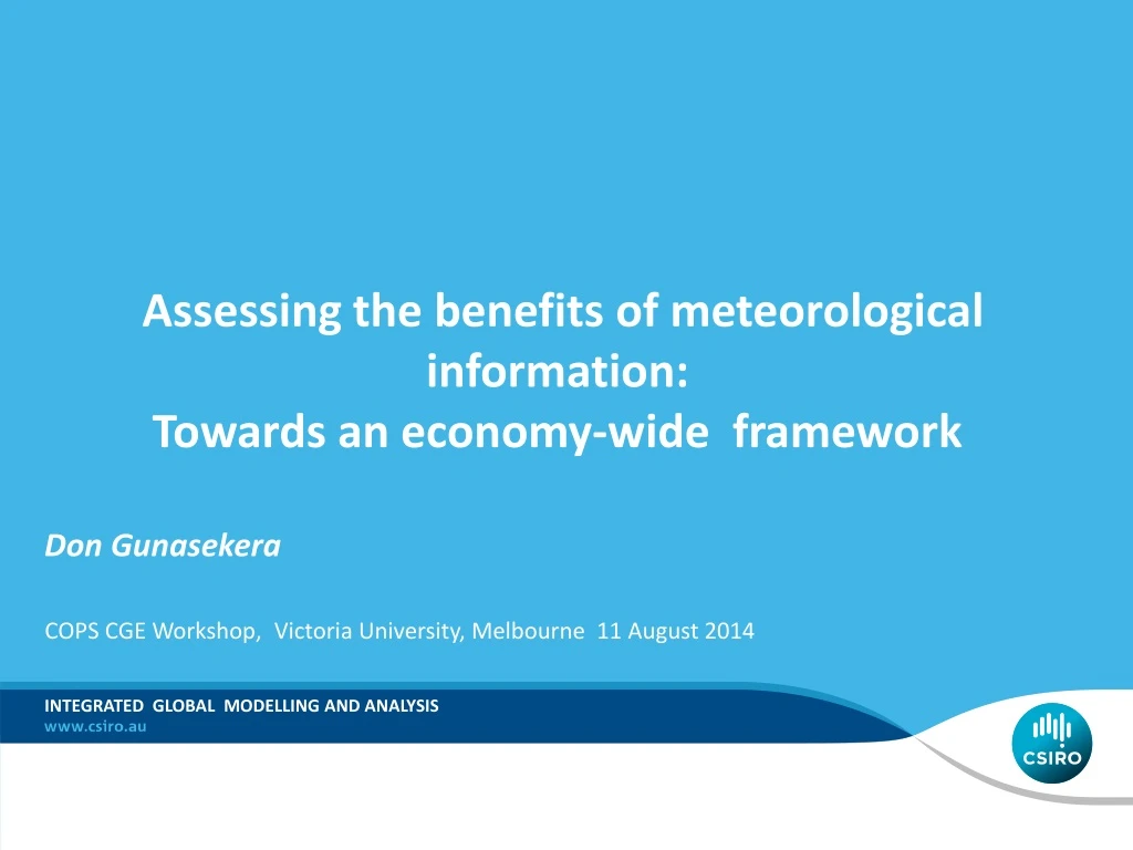 assessing the benefits of meteorological information towards an economy wide framework