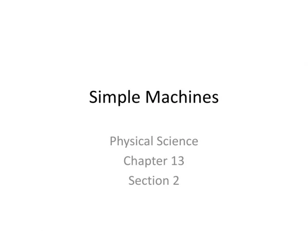 Simple Machines