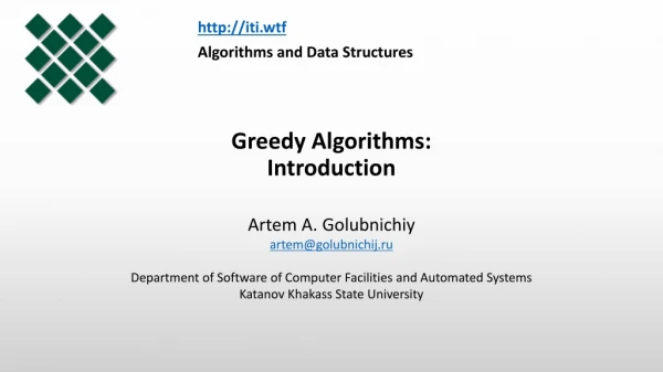 Greedy Algorithms: Introduction