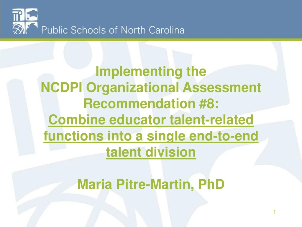 implementing the ncdpi organizational assessment