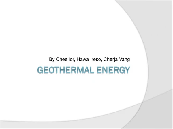 Geothermal energy