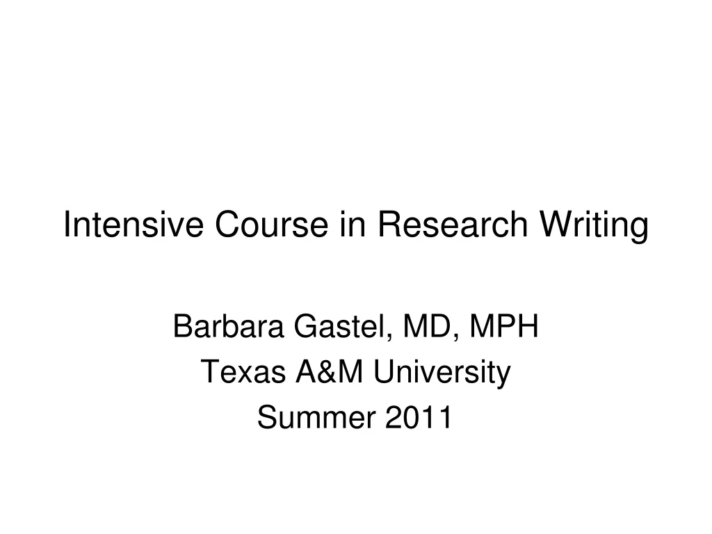 intensive course in research writing