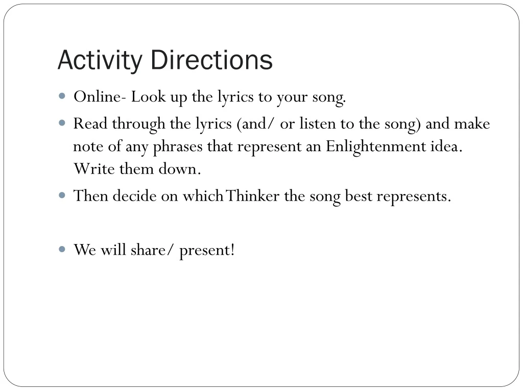 activity directions