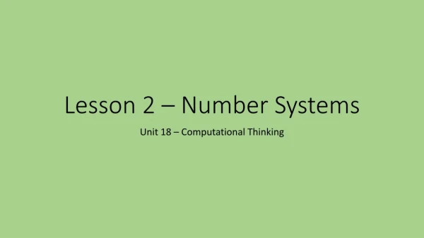 Lesson 2 – Number Systems