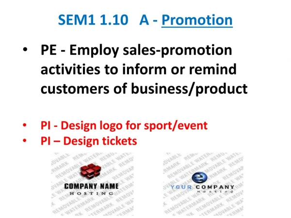 SEM1 1.10 A - Promotion