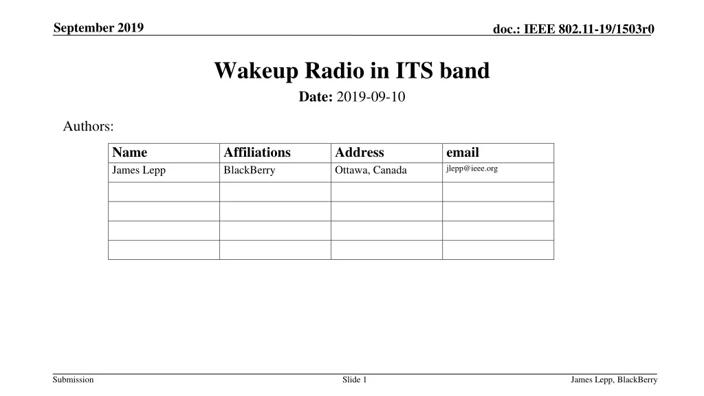 wakeup radio in its band