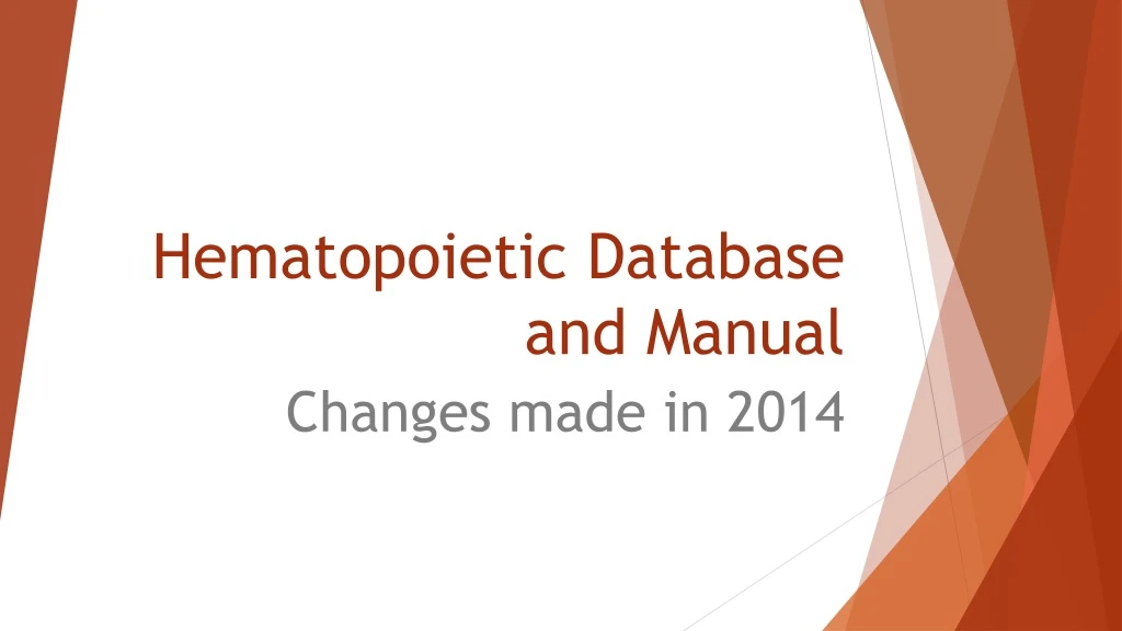 hematopoietic database and manual