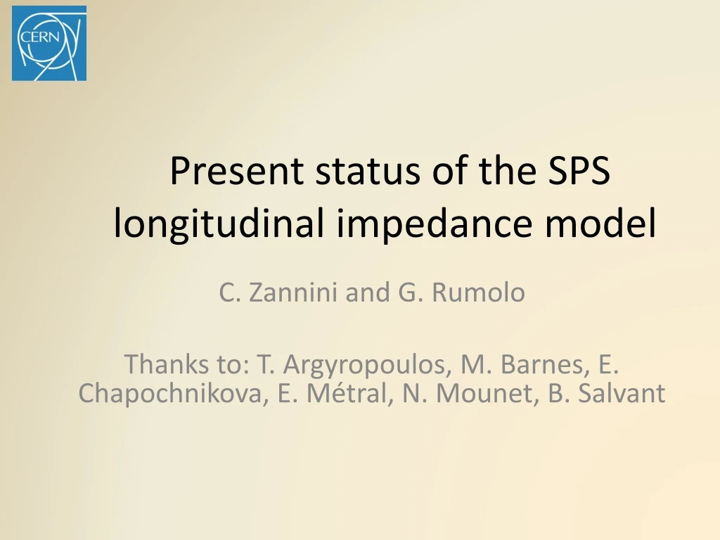 present status of the sps longitudinal impedance model
