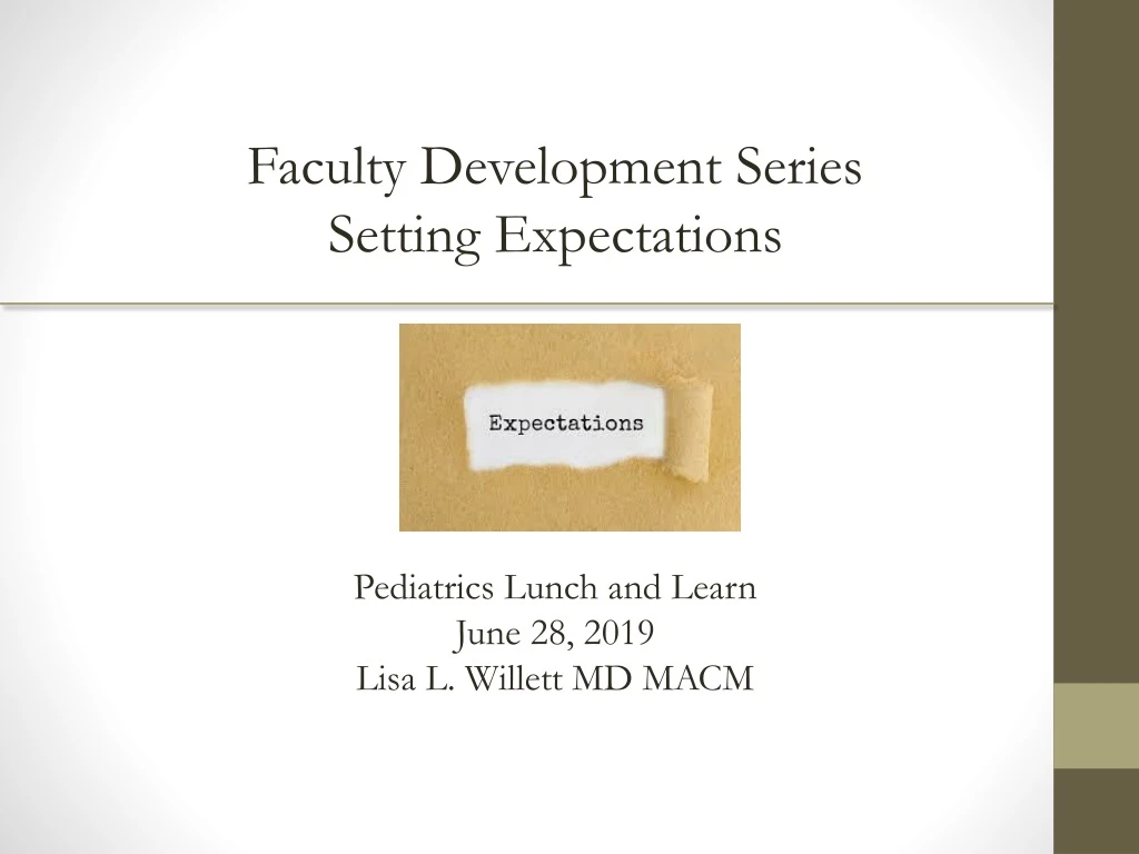 faculty development series setting expectations