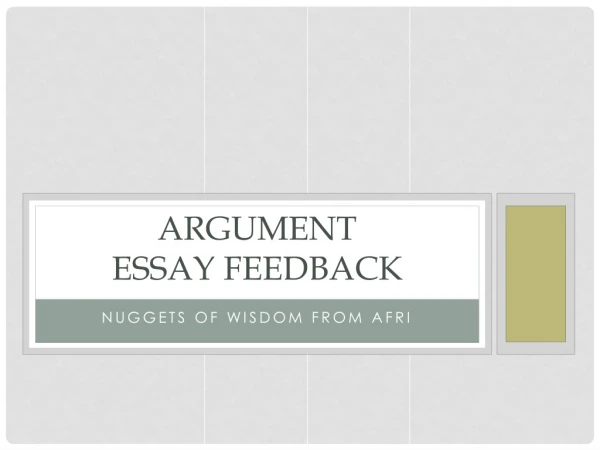 Argument Essay Feedback