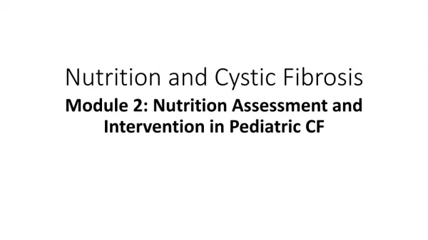 Nutrition and Cystic Fibrosis