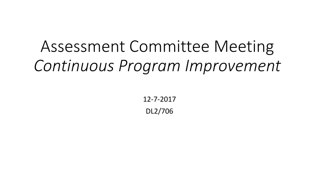 assessment committee meeting continuous program improvement