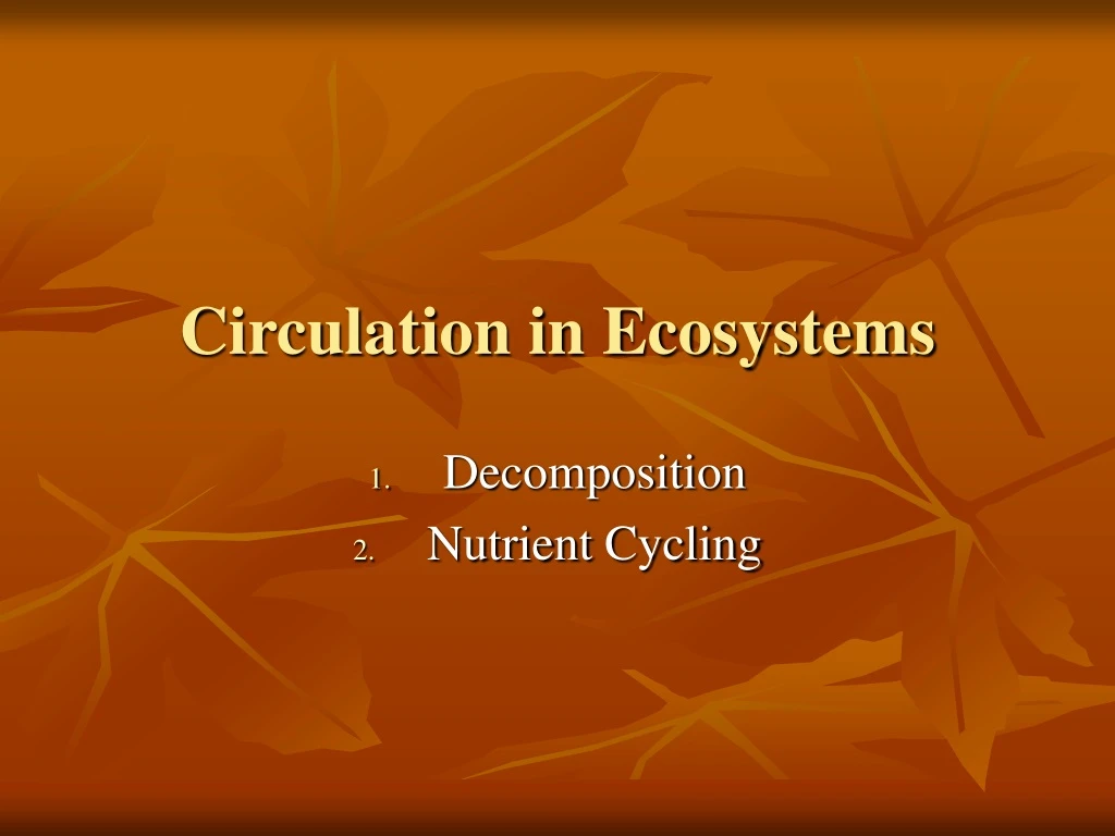circulation in ecosystems