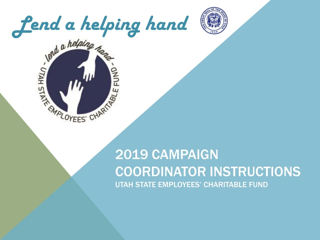 2019 campaign coordinator instructions utah state employees charitable fund