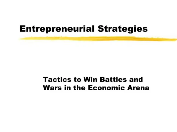 Entrepreneurial Strategies