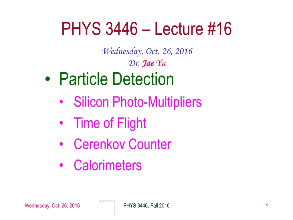 phys 3446 lecture 16