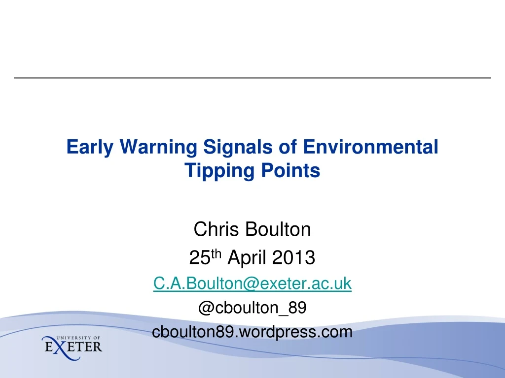 early warning signals of environmental tipping points