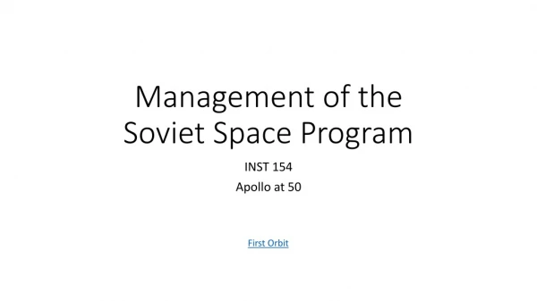 Management of the Soviet Space Program