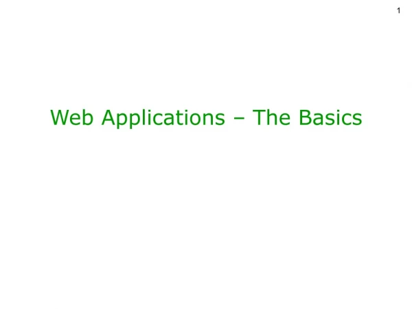 Web Applications – The Basics