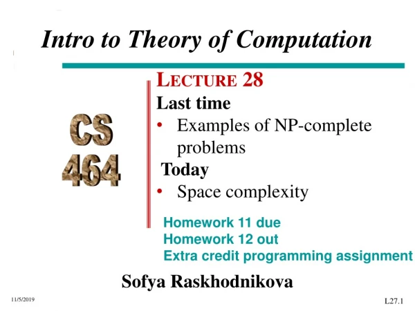 Intro to Theory of Computation