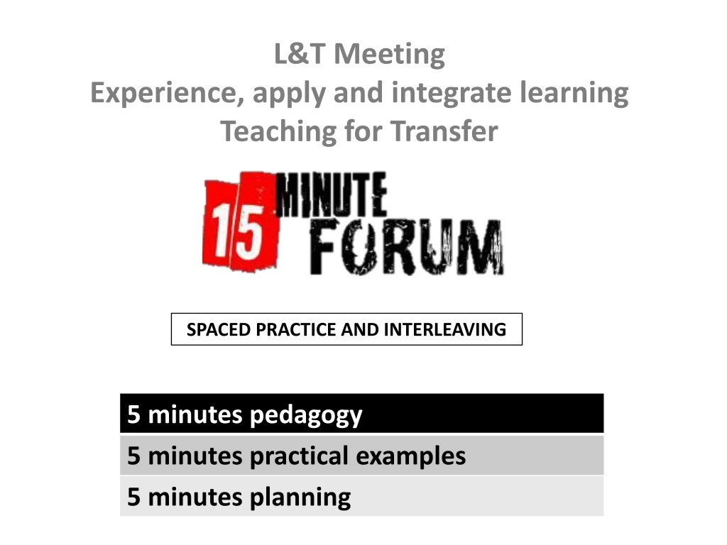 l t meeting experience apply and integrate