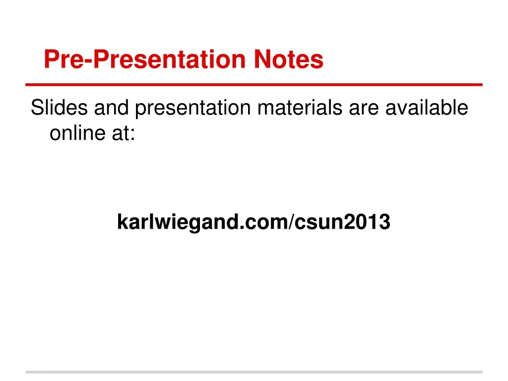 pre presentation notes