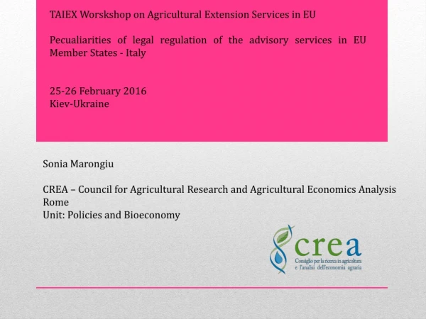 TAIEX Worskshop on Agricultural Extension Services in EU