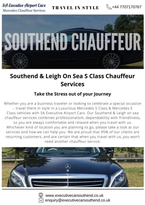 Professional Chauffeur Services for Southend-On-Sea and the UK