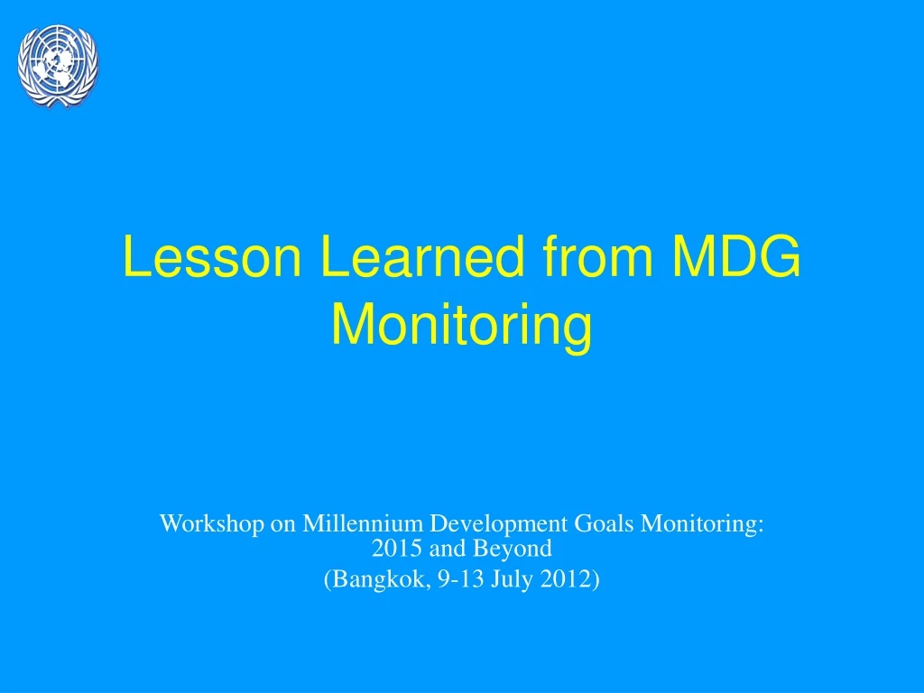 lesson learned from mdg monitoring