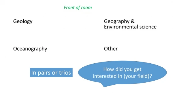 Geology Geography &amp; 									Environmental science Oceanography		 Other