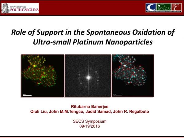 Role of Support in the Spontaneous Oxidation of Ultra-small Platinum Nanoparticles