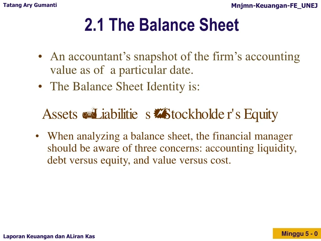 2 1 the balance sheet