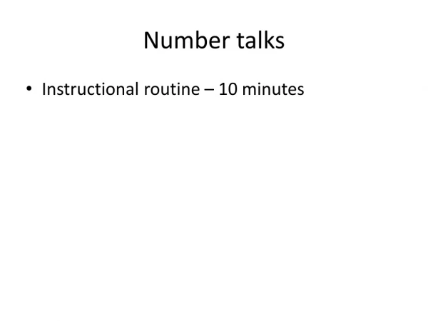 Number talks