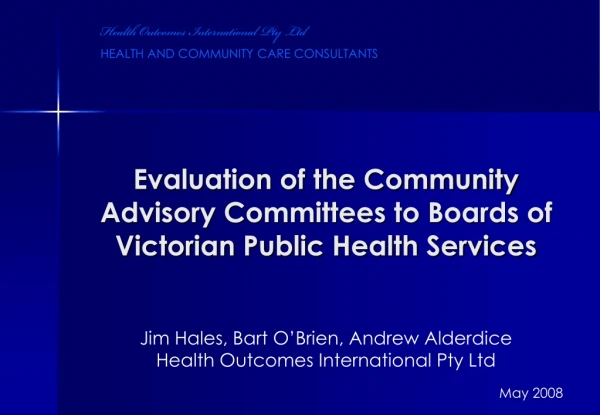 Evaluation of the Community Advisory Committees to Boards of Victorian Public Health Services