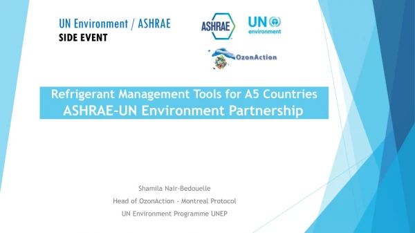 Shamila Nair-Bedouelle Head of OzonAction - Montreal Protocol UN Environment Programme UNEP
