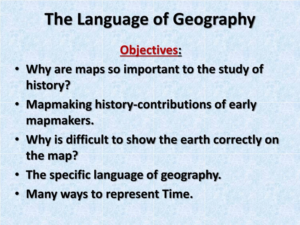 the l anguage of geography