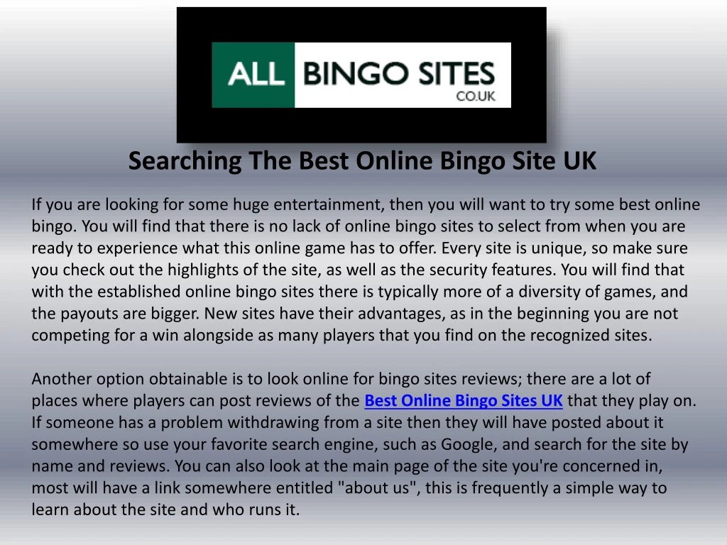 searching the best online bingo site uk
