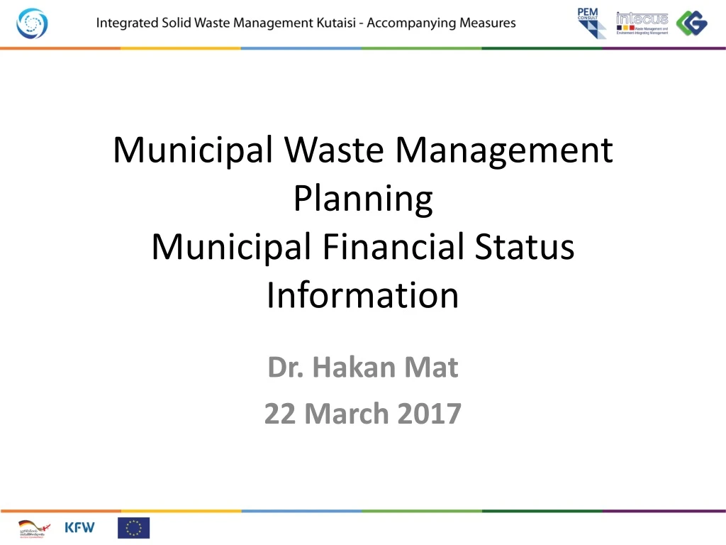 municipal waste management planning municipal financial status information