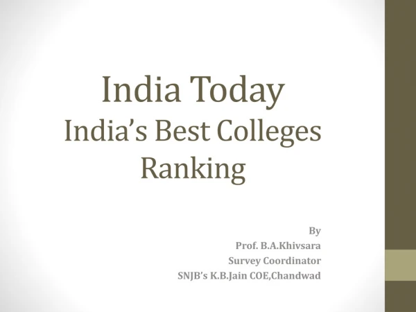 India Today India’s Best Colleges Ranking
