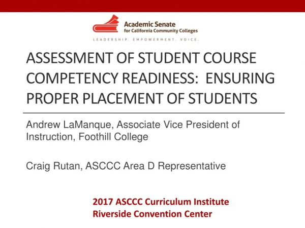 Assessment of Student Course Competency Readiness: Ensuring proper placement of students