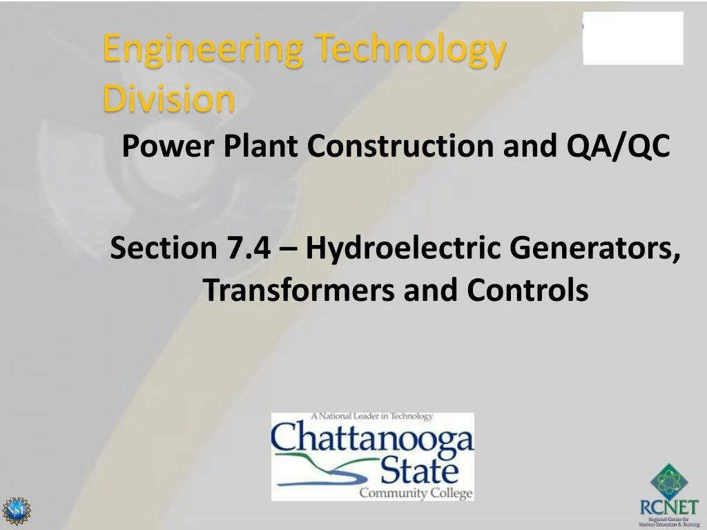 power plant construction and qa qc section 7 4 hydroelectric generators transformers and controls