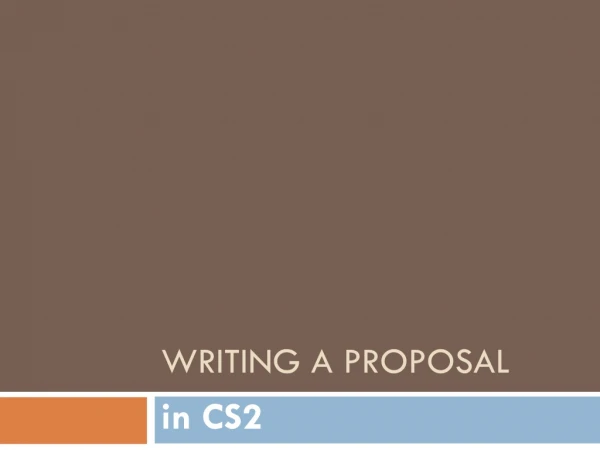 Writing a proposal